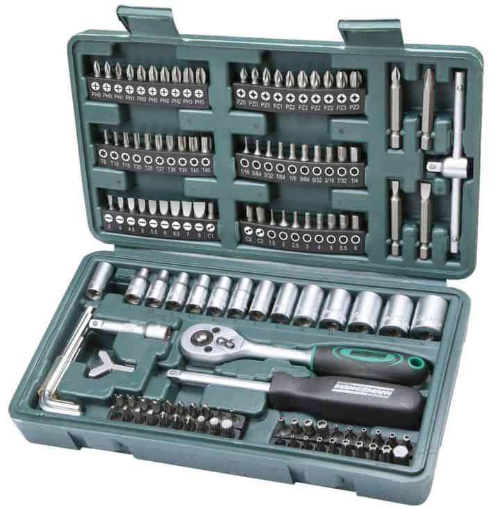 Oferta caja herramientas Mannesmann por 18 euros (ahorra 15 €) - 130 piezas