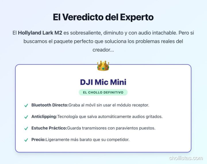 DJI Mic Mini vs Hollyland Lark M2: ¿el MEJOR Micro Inalámbrico BARATO? La comparativa definitiva para no tirar tu dinero 5 DJI Mic Mini vs Hollyland Lark M2: ¿el MEJOR Micro Inalámbrico BARATO? La comparativa definitiva para no tirar tu dinero