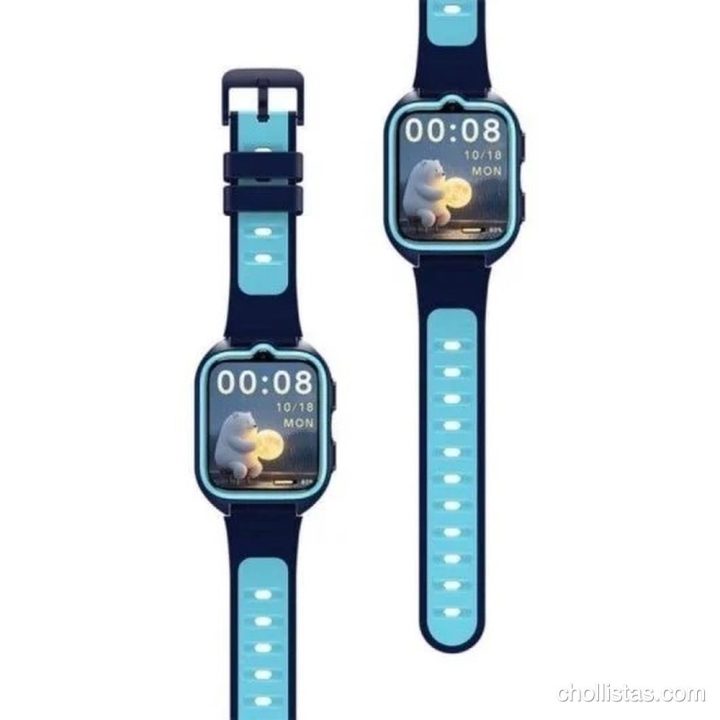 Smartwatch infantil Blackview Z30 en color azul con pantalla táctil que muestra un oso polar y la hora