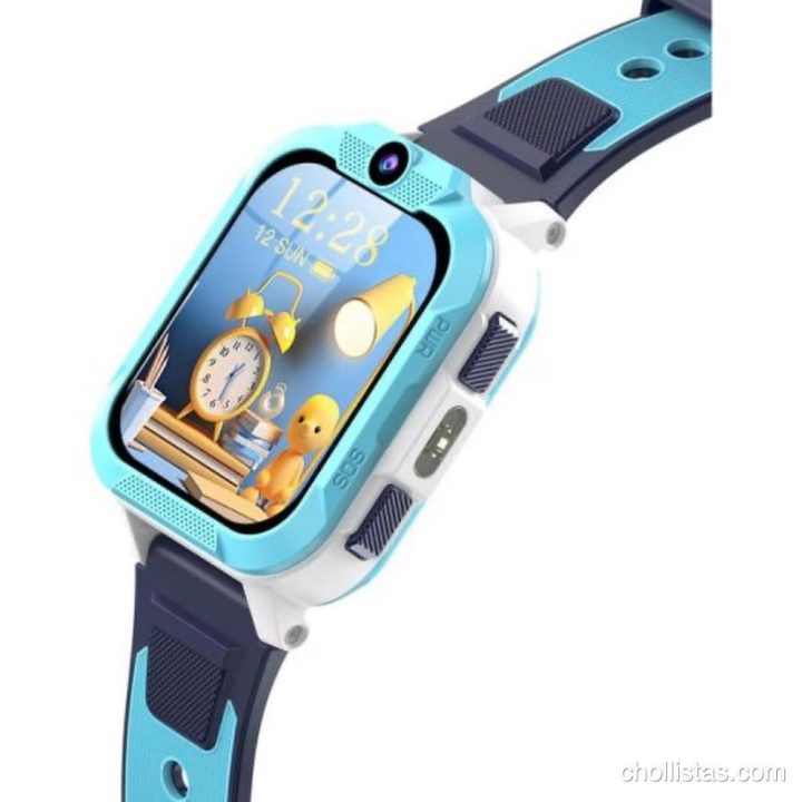 Reloj inteligente Blackview Z40 Pro de diseño robusto en color azul y blanco con cámara frontal y botones laterales