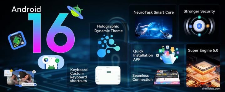 Funciones de Android 16: Holographic Dynamic Theme, NeuroTask Smart Core, Stronger Security, Super Engine 5.0 y atajos