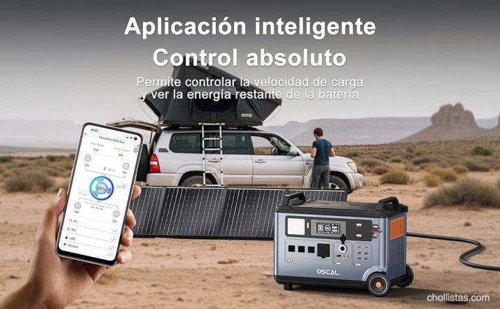 Aplicación inteligente Control absoluto. Permite controlar la velocidad de carga y ver la energía restante de la batería